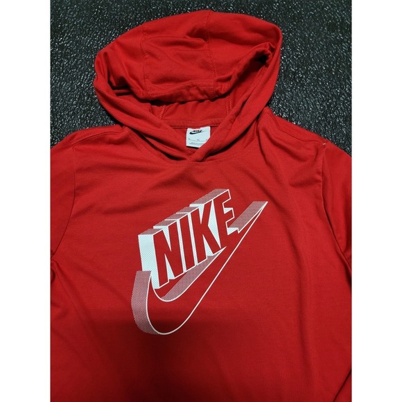 Vintage Y2K Nike Long Sleeve‎ Pullover Hoodie Sportwear Red And White - Picture 2 of 9